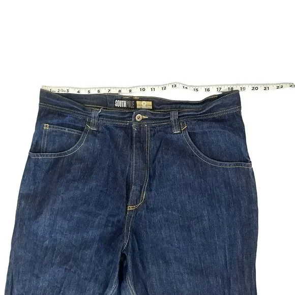 Men's 38 South Pole Denim Y2K Wide Leg Baggy Hip Hop Skater Jeans RN 82628
